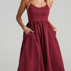 Showpo. - Wild Nights Knee Length Dress in Wine